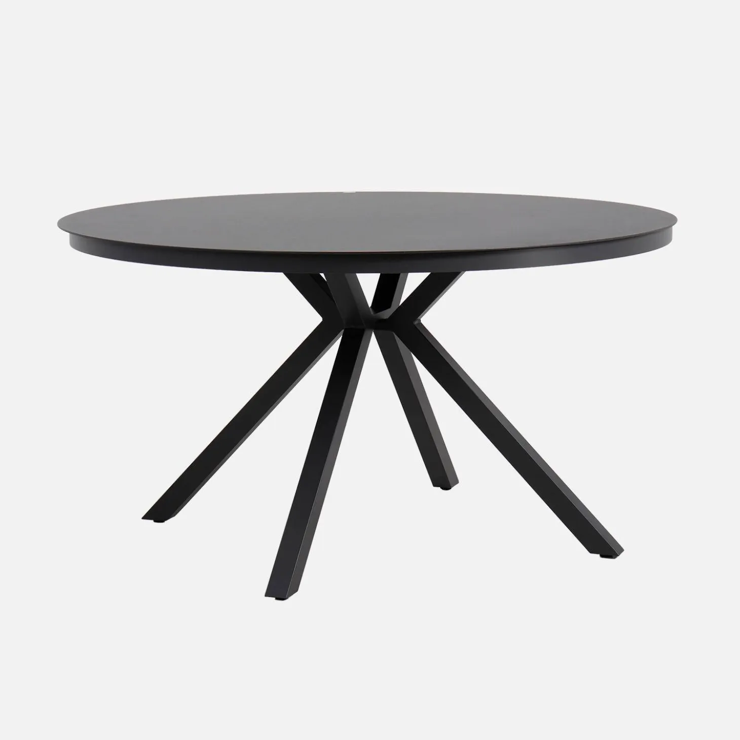 Ronde tuintafel van aluminium en glas met 6 stoelen