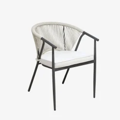 Ronde tuintafel van aluminium en glas met 6 stoelen