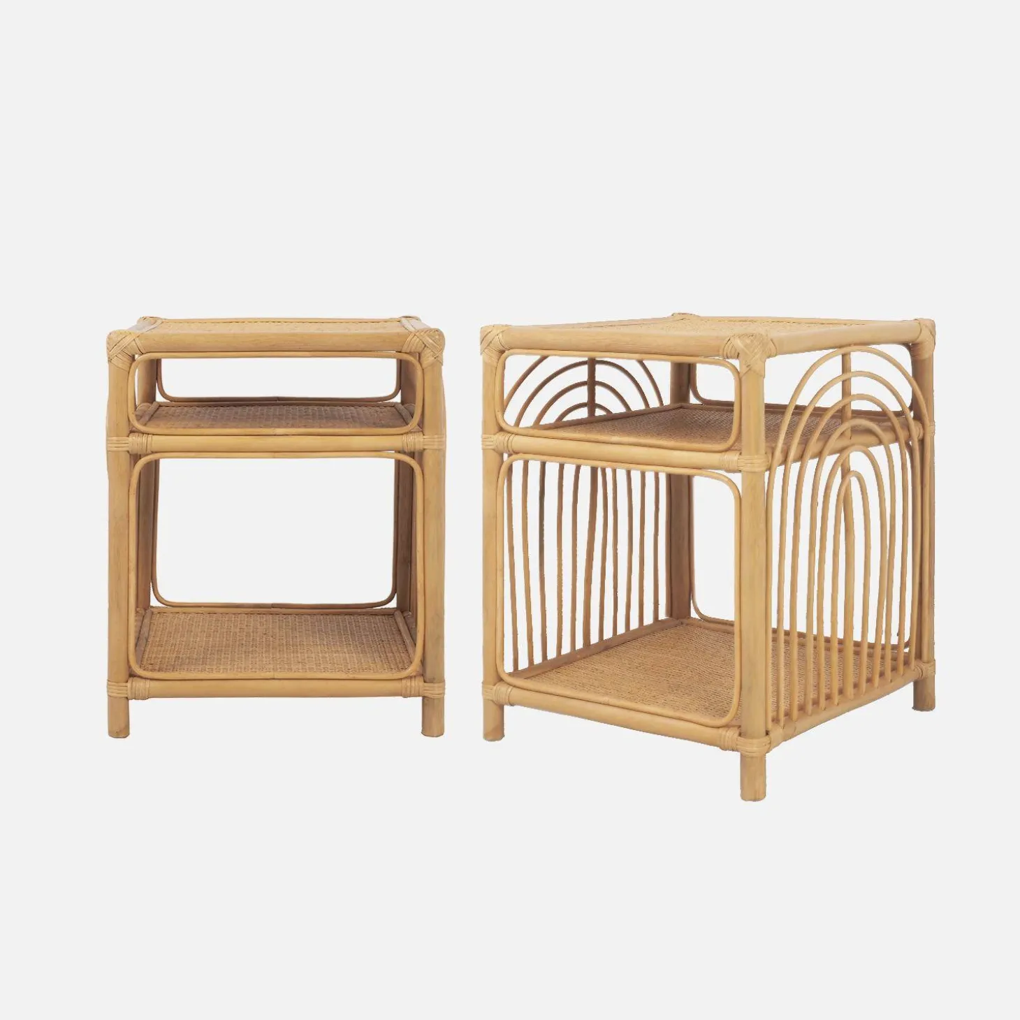 Rotan nachtkastje 1 plank 1 nis (set van 2)
