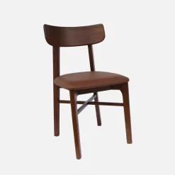 Rubberhout en kunstleren stoelen (set van 2)