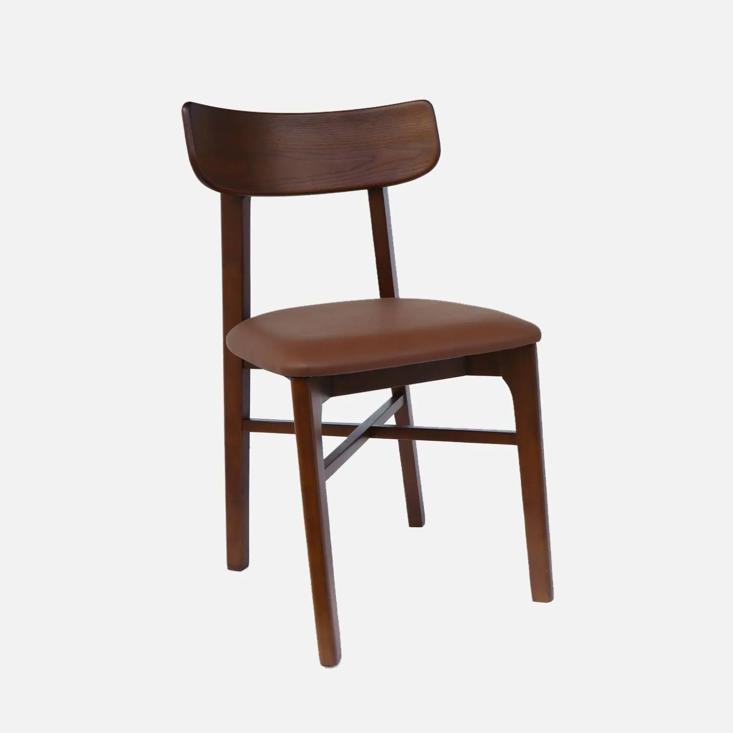 Rubberhout en kunstleren stoelen (set van 2)
