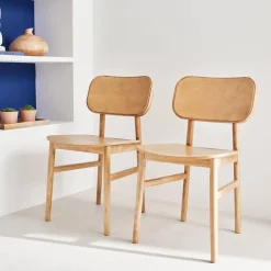 Rubberhouten stoelen, set van 2