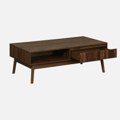 Salontafel in walnootkleurig hout, linear, L 110 x B 59 x H 39cm