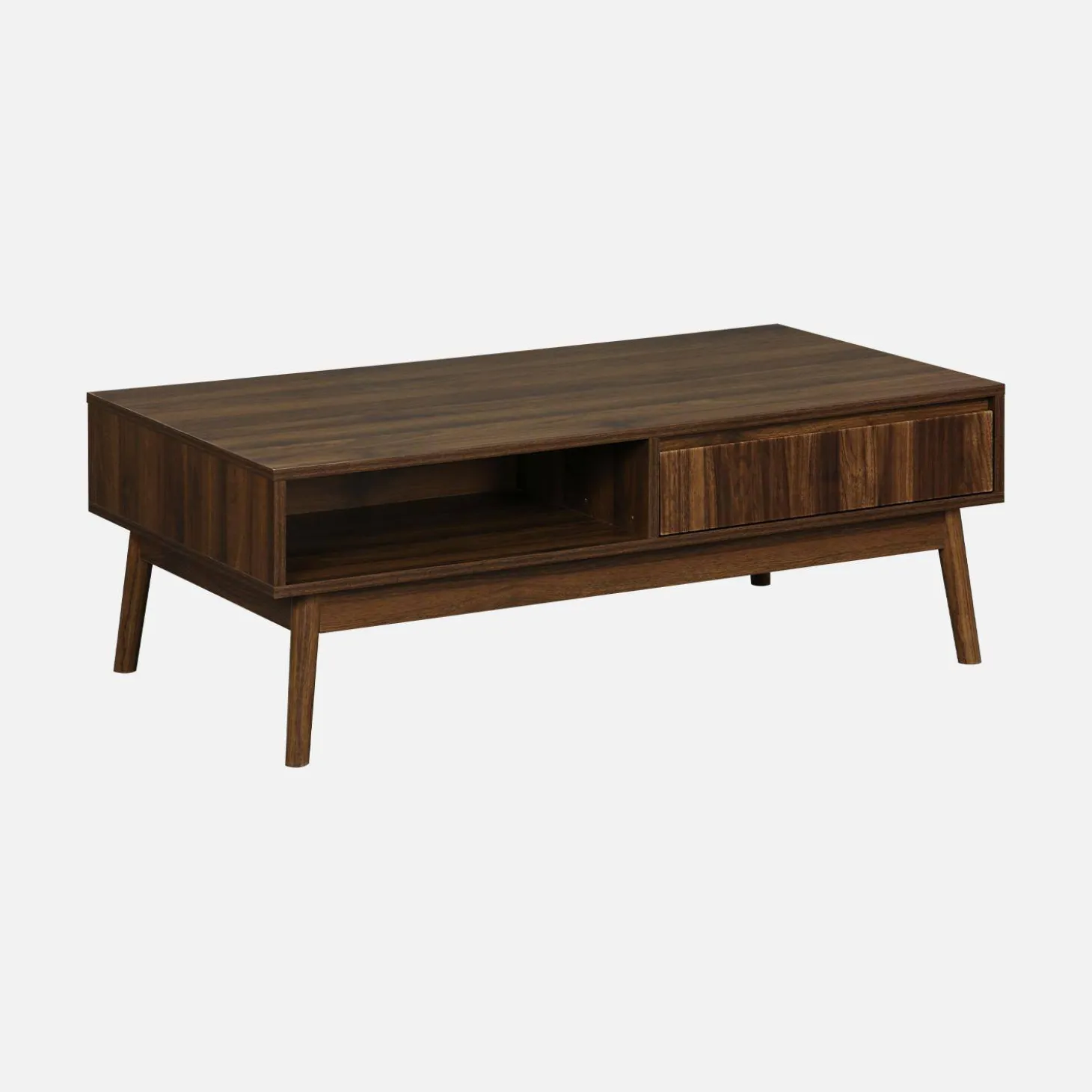 Salontafel in walnootkleurig hout, linear, L 110 x B 59 x H 39cm