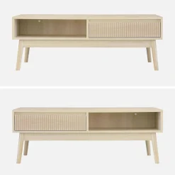 Salontafel in walnootkleurig hout, linear, L 110 x B 59 x H 39cm