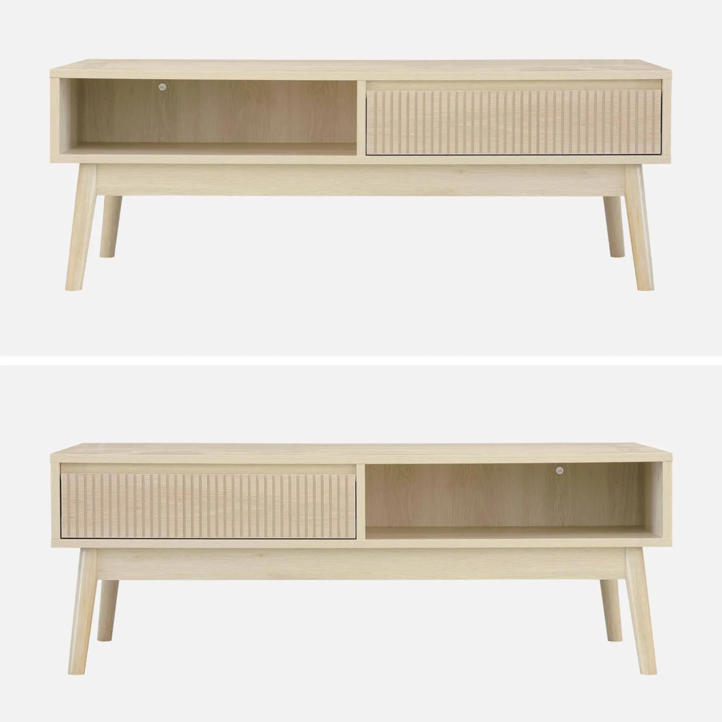 Salontafel in walnootkleurig hout, linear, L 110 x B 59 x H 39cm