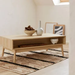 Salontafel in walnootkleurig hout, linear, L 110 x B 59 x H 39cm