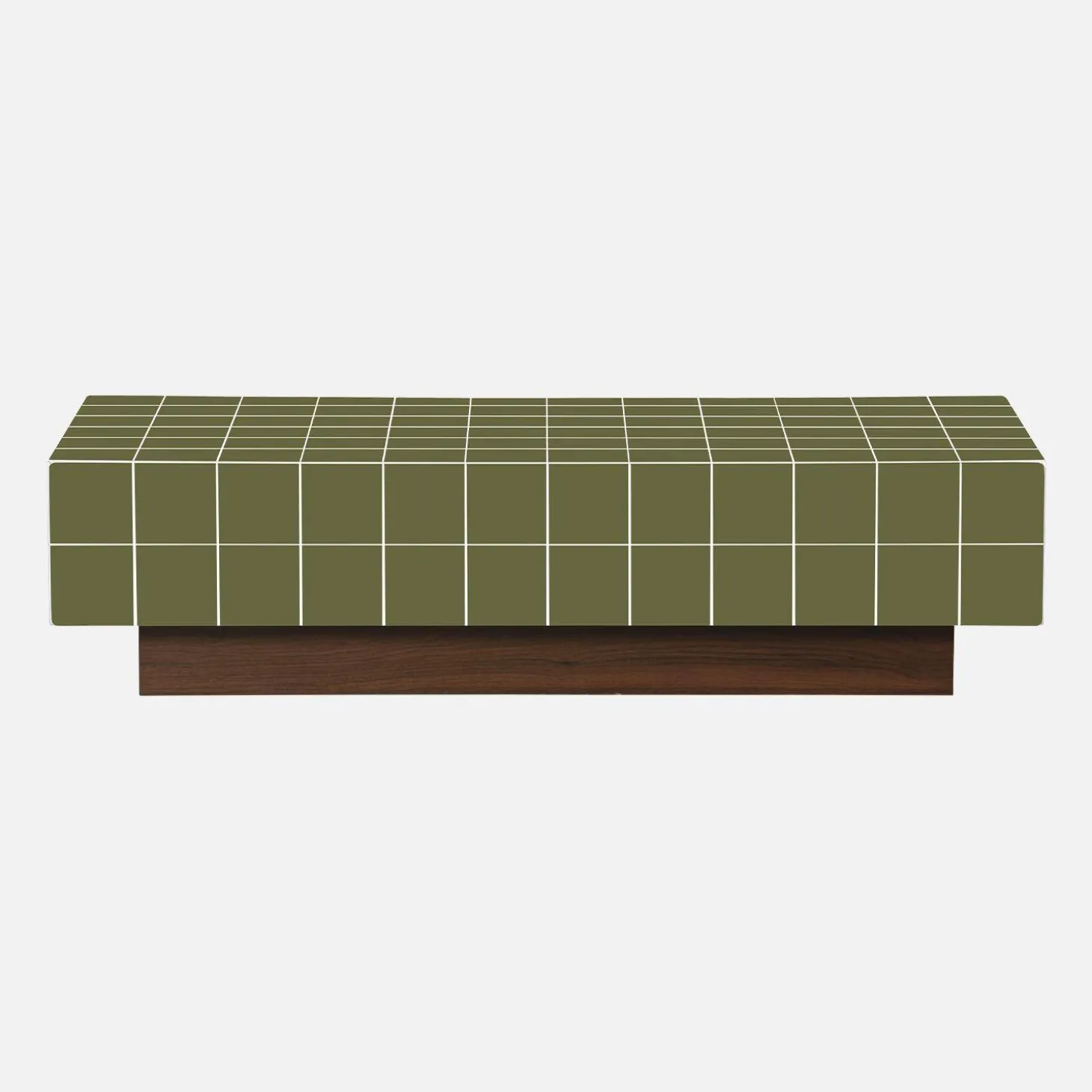 Salontafel met matte keramieklook tegels en houtdecor