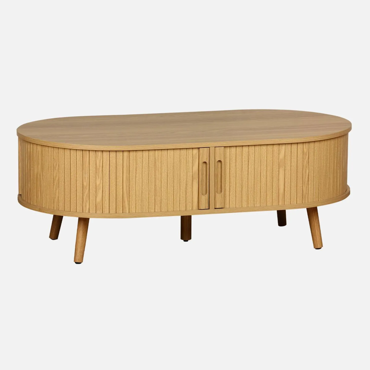 Salontafel met schuifdeuren en vakken met houteffect 110cm