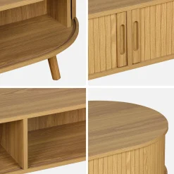 Salontafel met schuifdeuren en vakken met houteffect 110cm
