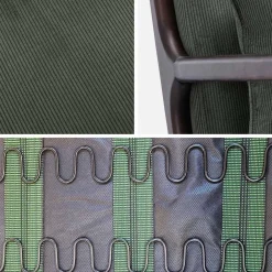 Scadinavische fauteuil van wengé-kleurig hout en corduroy