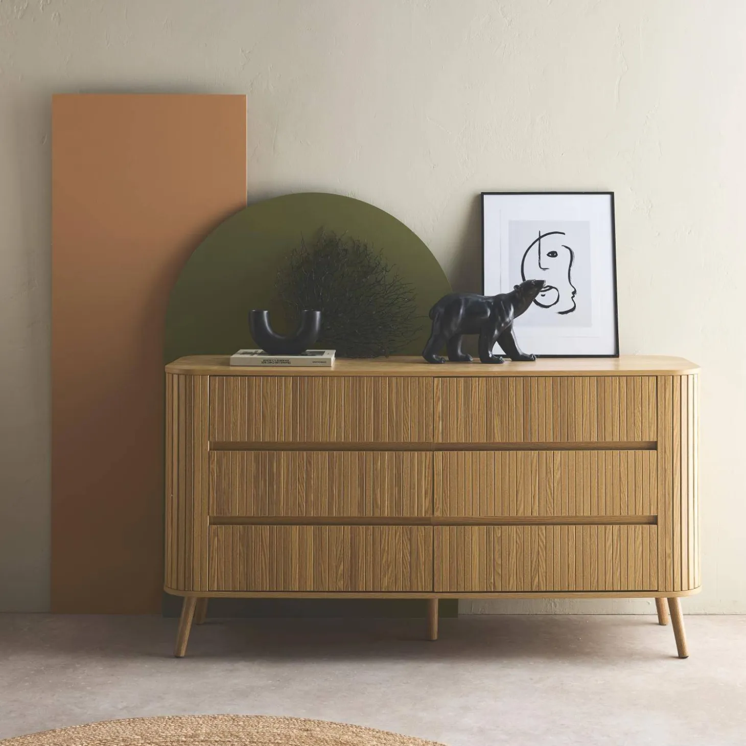 Scandinavisch dressoir met 6 lades 150cm