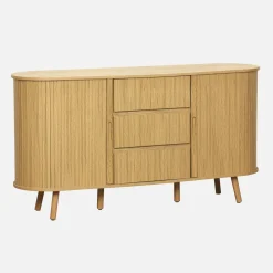 Scandinavisch dressoir met 2 schuifdeuren en 3 lades 150cm