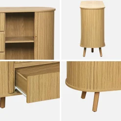 Scandinavisch dressoir met 2 schuifdeuren en 3 lades 150cm