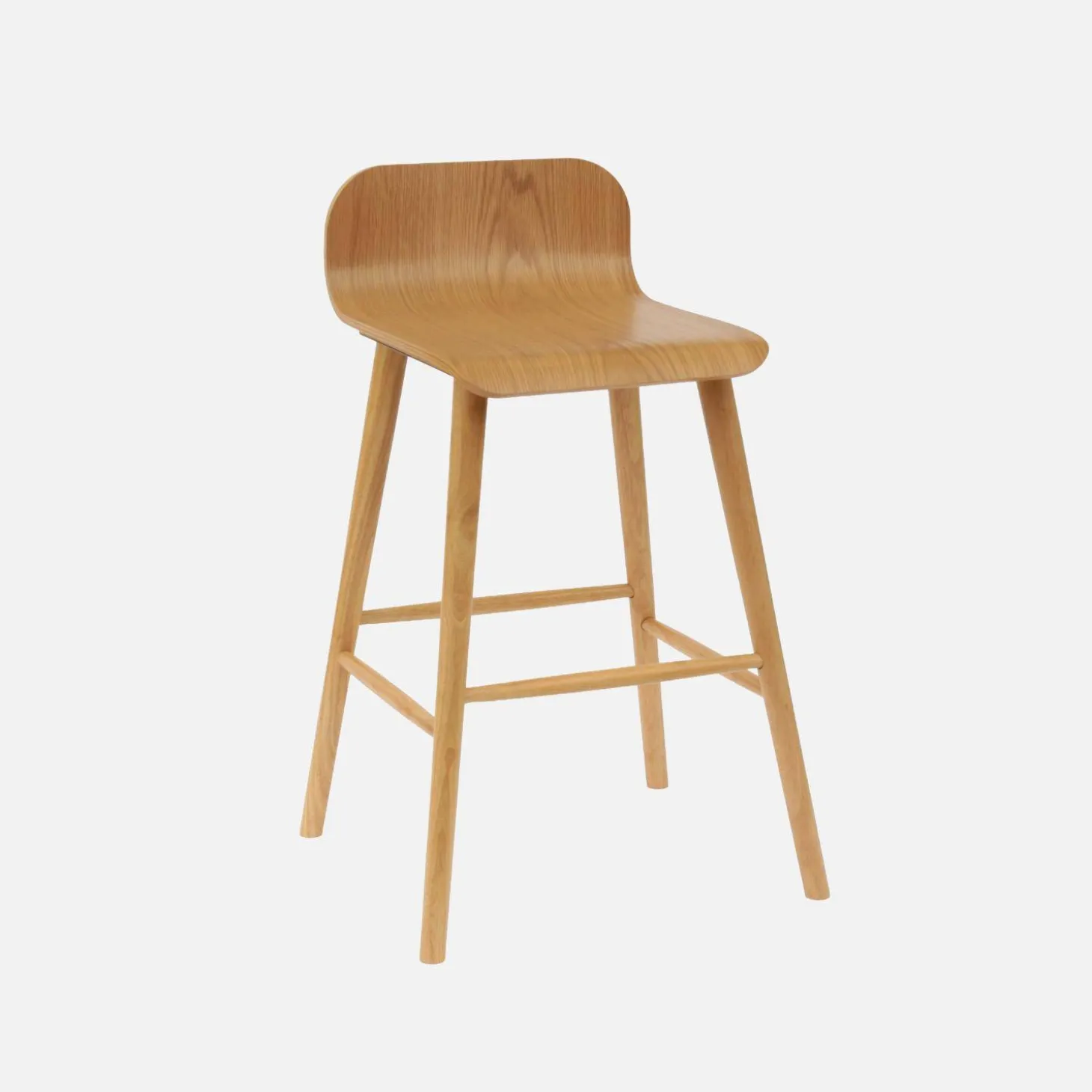 Scandinavische barkrukken van rubberhout (set van 2)