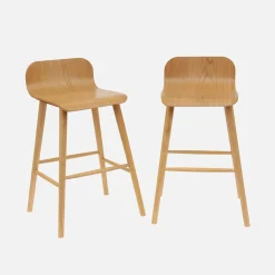 Scandinavische barkrukken van rubberhout (set van 2)