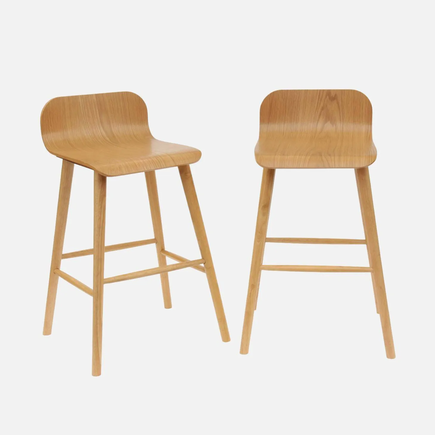 Scandinavische barkrukken van rubberhout (set van 2)
