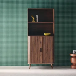 Scandinavische boekenkast met 2 schuifdeuren en plank 80cm