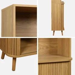 Scandinavische boekenkast met 2 schuifdeuren en plank 80cm