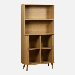 Scandinavische boekenkast met 2 schuifdeuren en plank 80cm