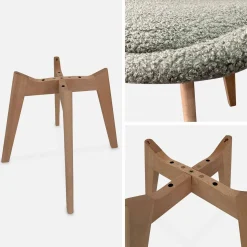 Scandinavische boucléstoel met houten poten (set van 4)