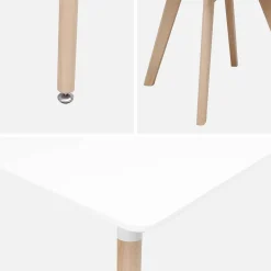 Scandinavische eettafel met houten poten en 4 stoelen