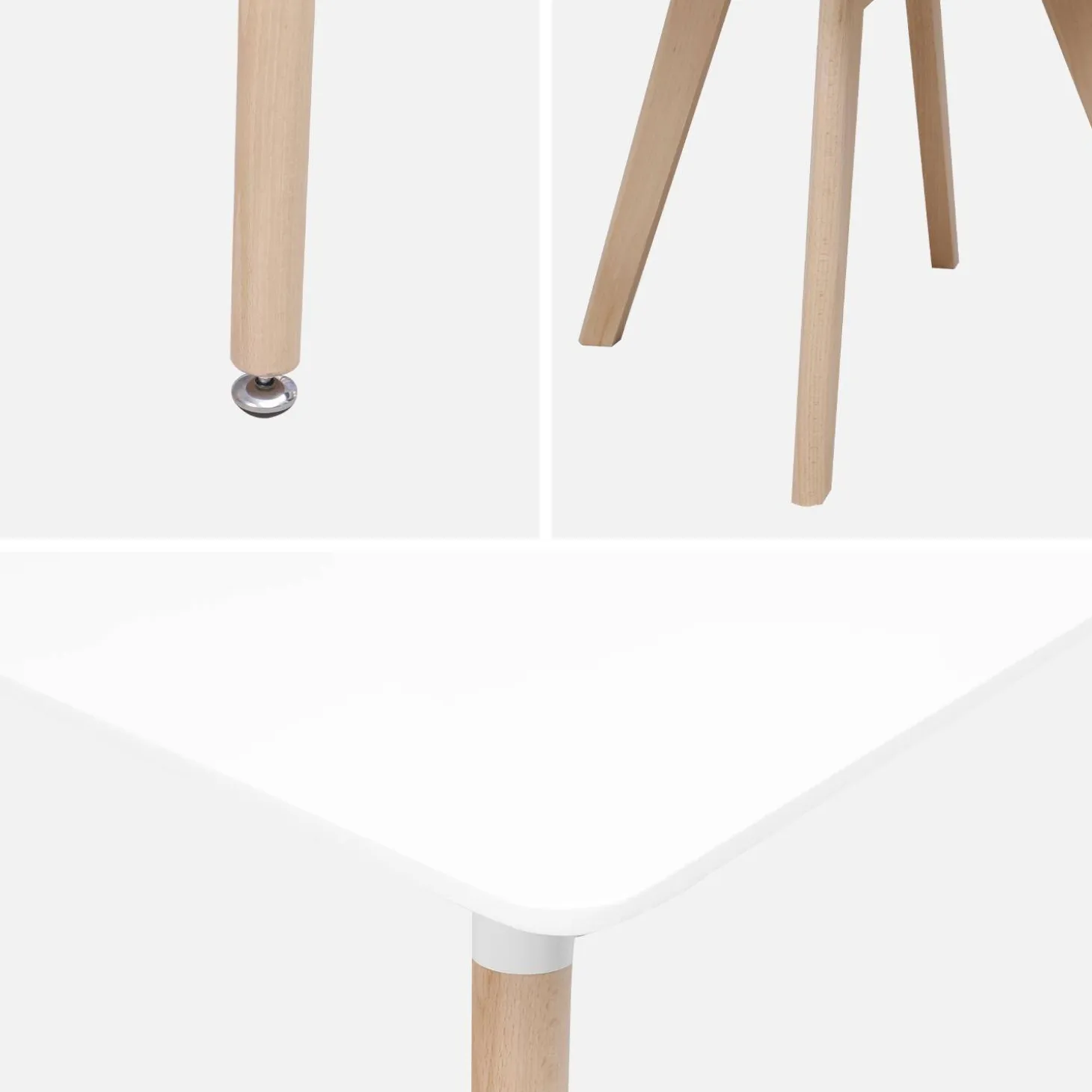 Scandinavische eettafel met houten poten en 4 stoelen