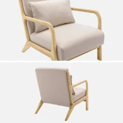Scandinavische fauteuil van hout en stof