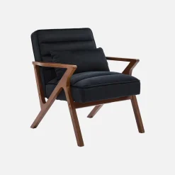 Scandinavische fauteuil van hout en fluweel