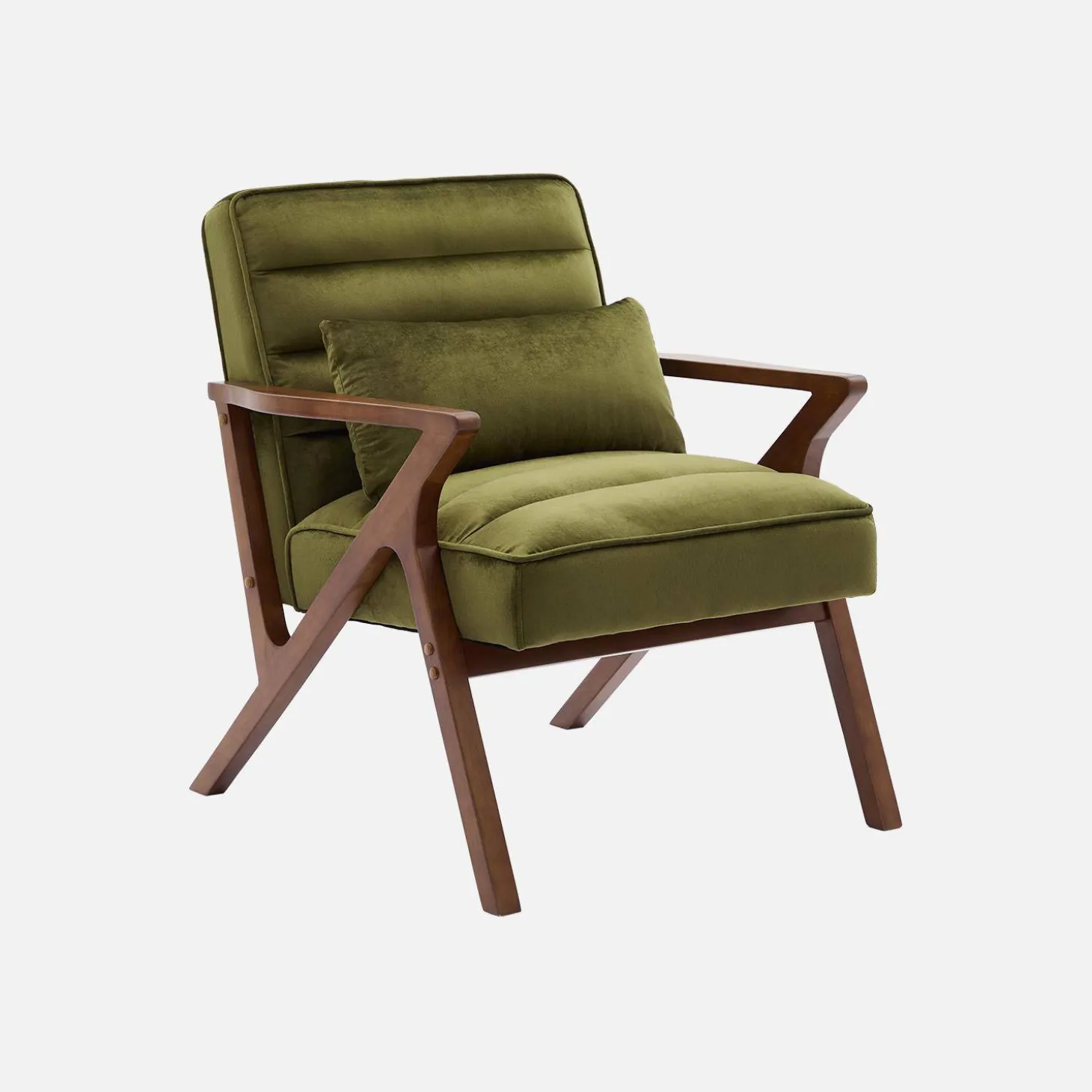 Scandinavische fauteuil van hout en fluweel