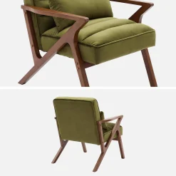 Scandinavische fauteuil van hout en fluweel