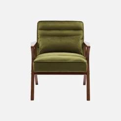 Scandinavische fauteuil van hout en fluweel