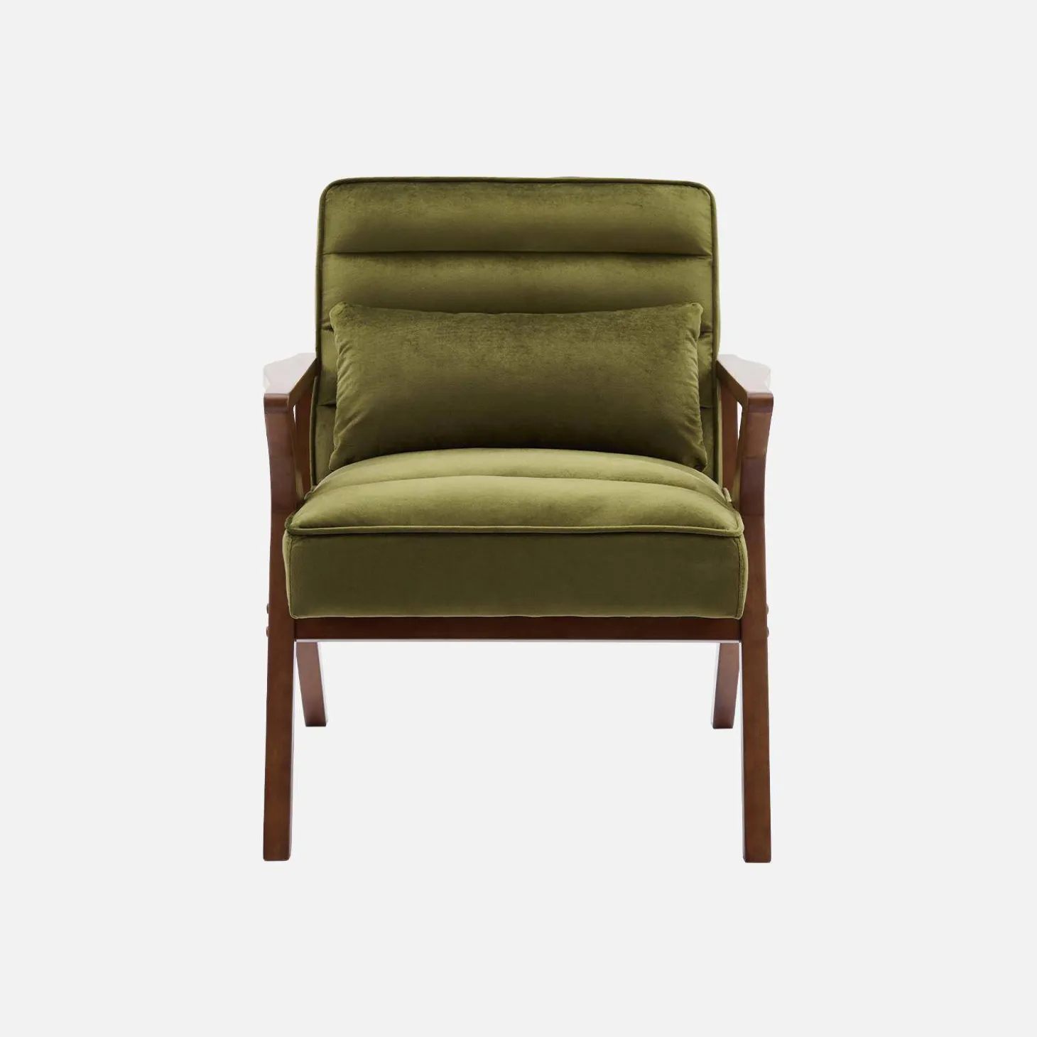 Scandinavische fauteuil van hout en fluweel