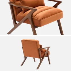 Scandinavische fauteuil van hout en fluweel