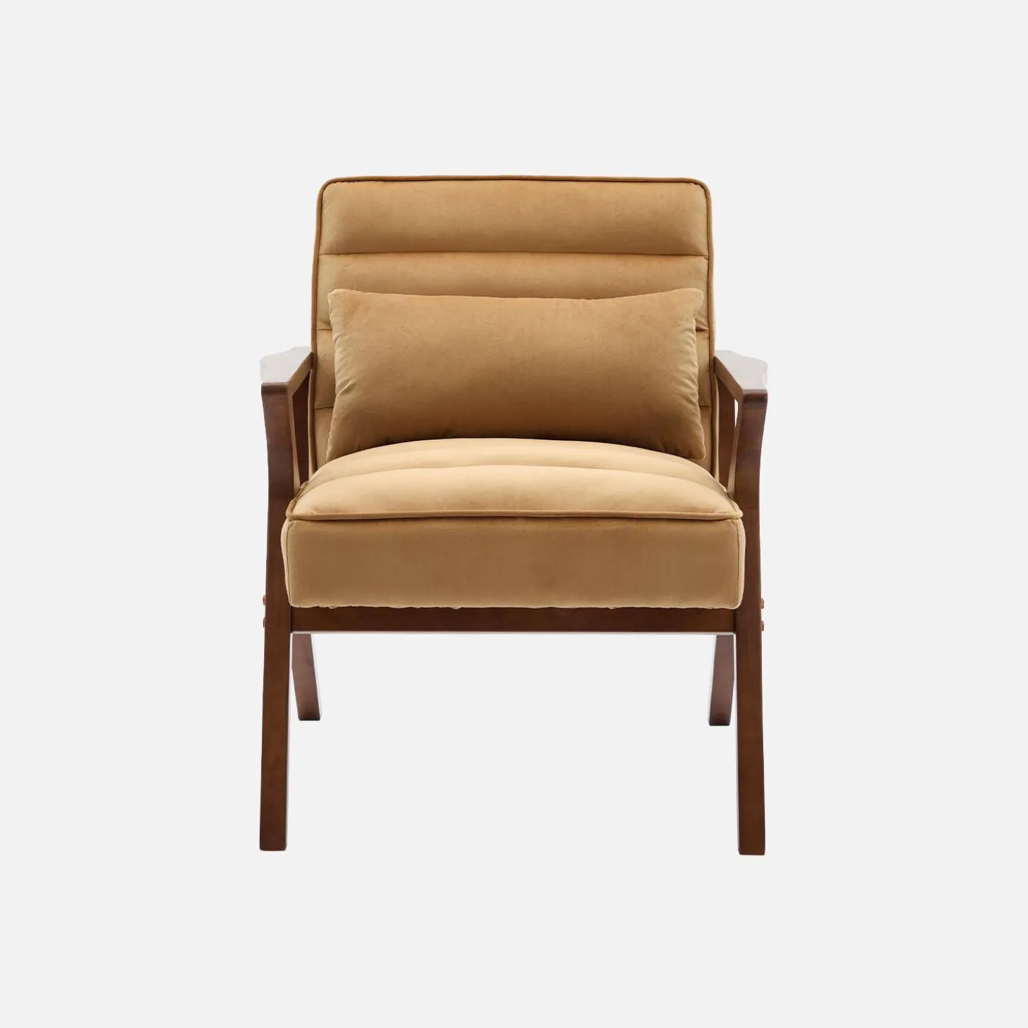 Scandinavische fauteuil van hout en fluweel