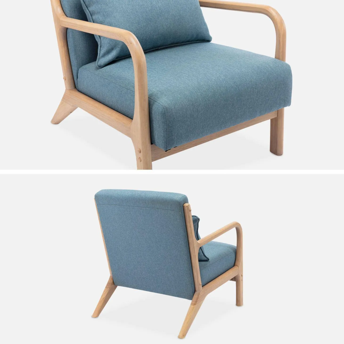 Scandinavische fauteuil van hout en stof