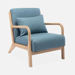 Scandinavische fauteuil van hout en stof