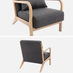 Scandinavische fauteuil van hout en stof