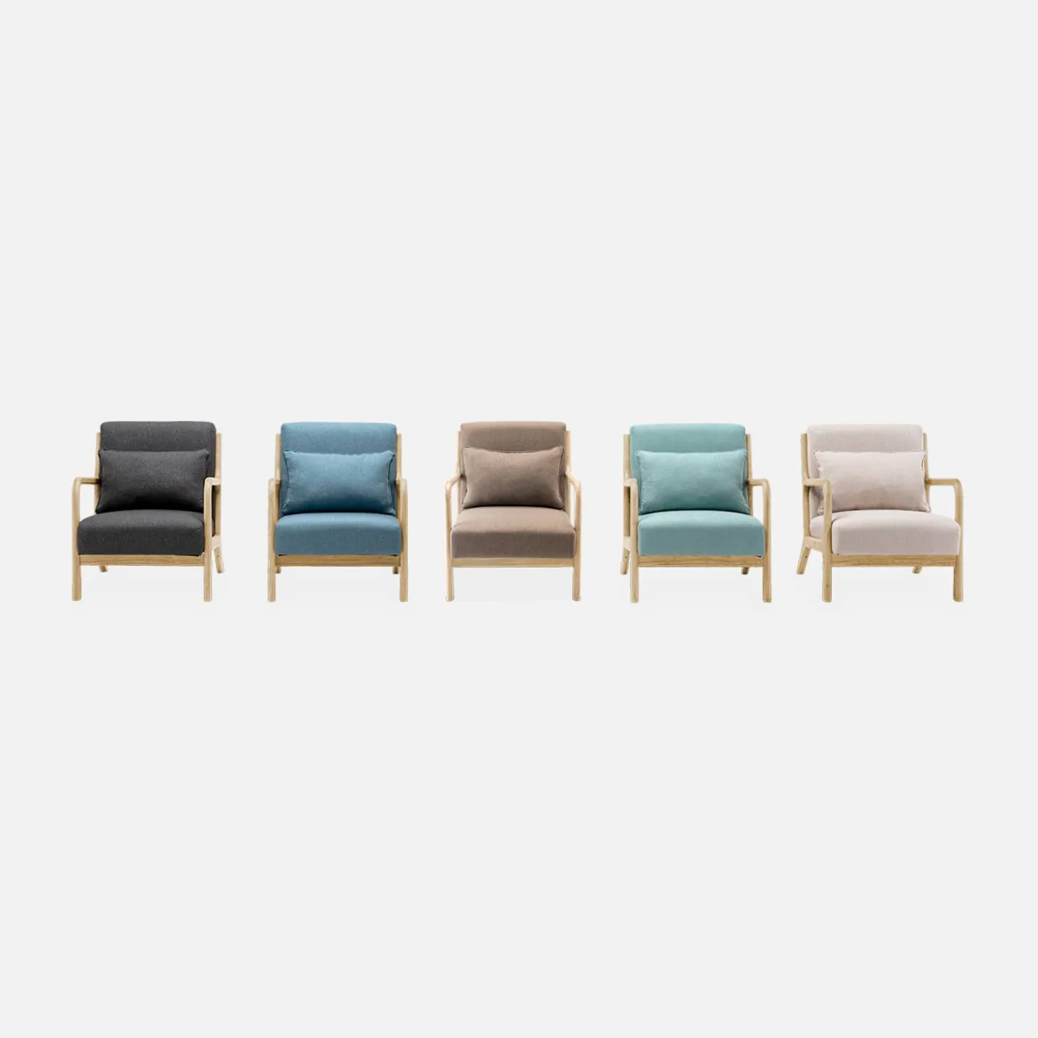 Scandinavische fauteuil van hout en stof