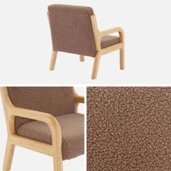 Scandinavische kinderfauteuil in hout en boucléstof
