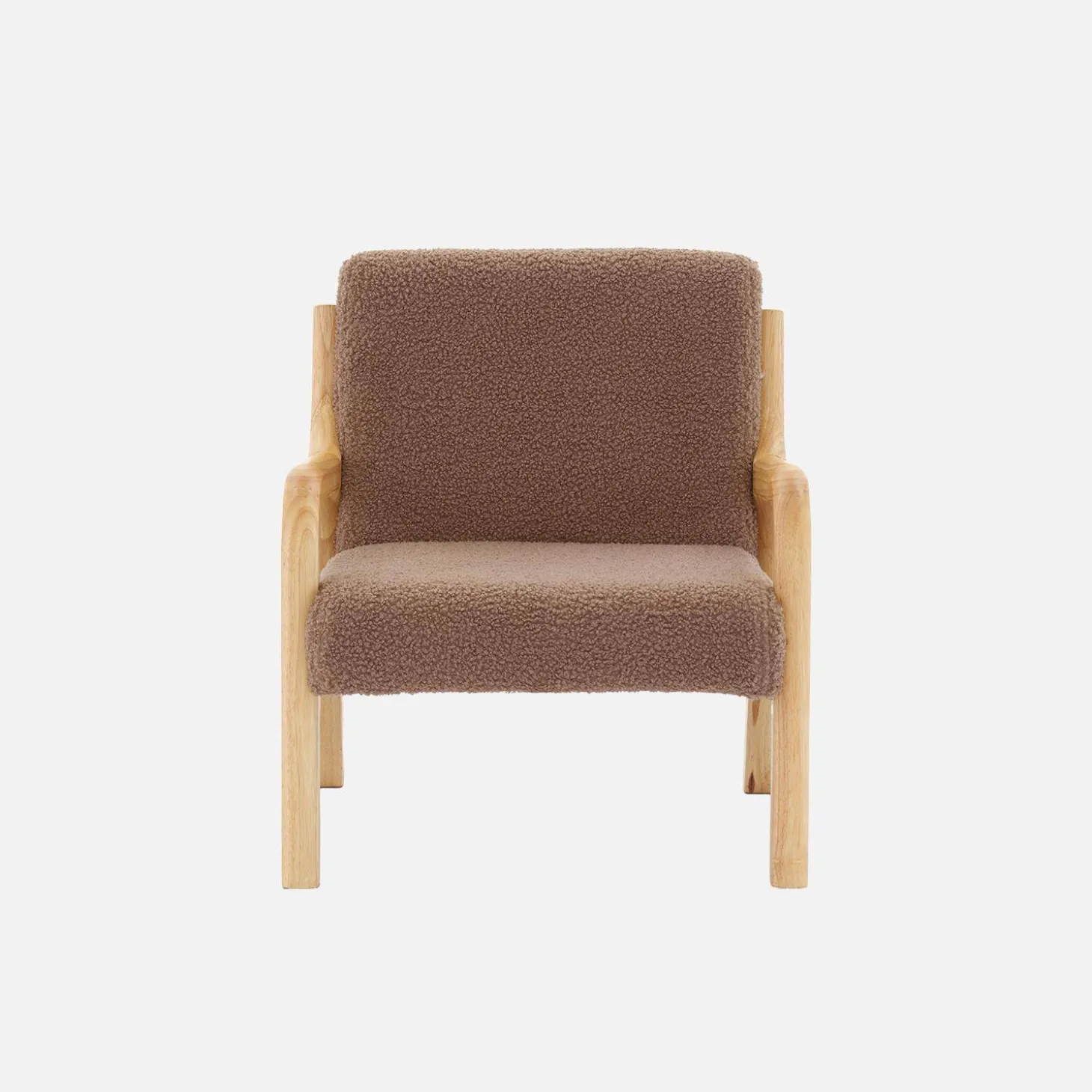 Scandinavische kinderfauteuil in hout en boucléstof