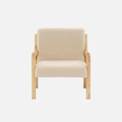Scandinavische kinderfauteuil in hout en boucléstof