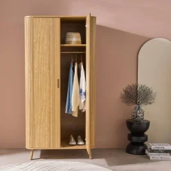 Scandinavische kledingkast met 2 schuifdeuren 90cm