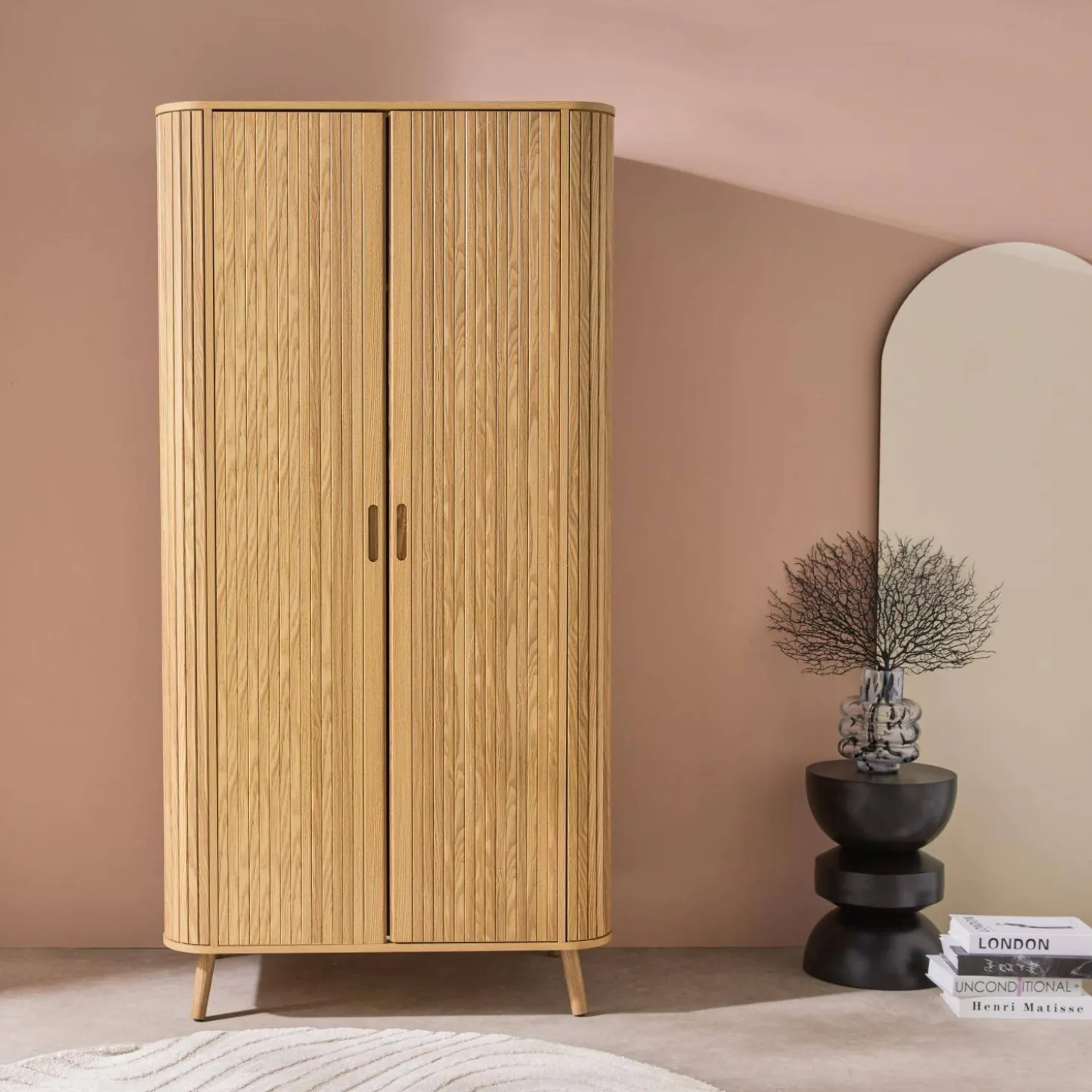Scandinavische kledingkast met 2 schuifdeuren 90cm