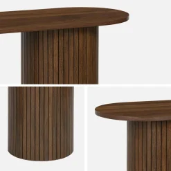 Scandinavische ovale sidetable met groeven effect hout