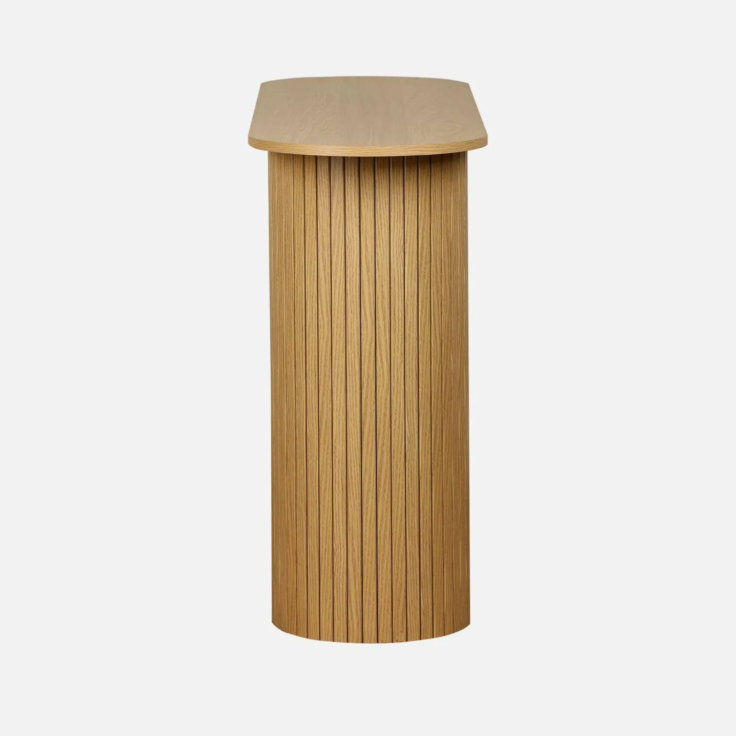 Scandinavische ovale sidetable met groeven effect hout