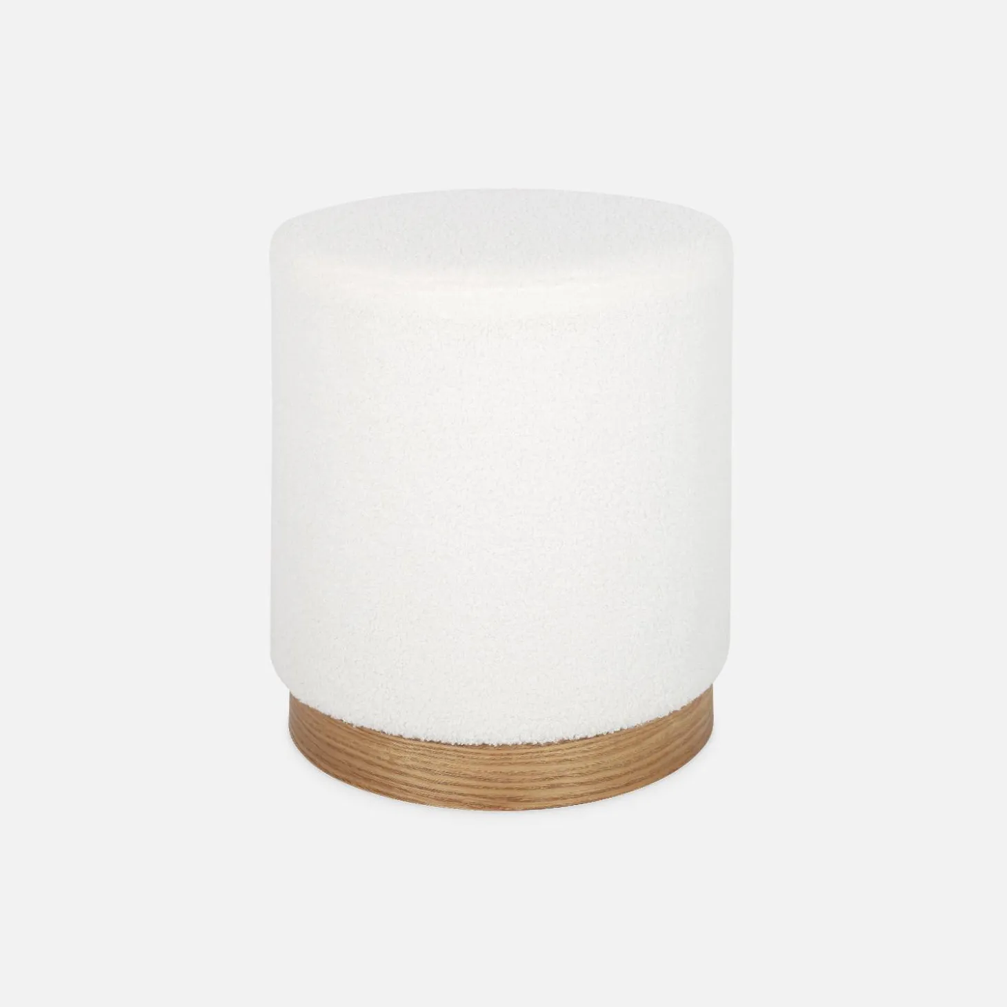 Scandinavische poef in witte boucle