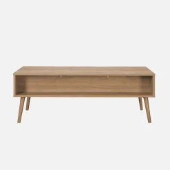Scandinavische salontafel met afgerond riet, 1 lade
