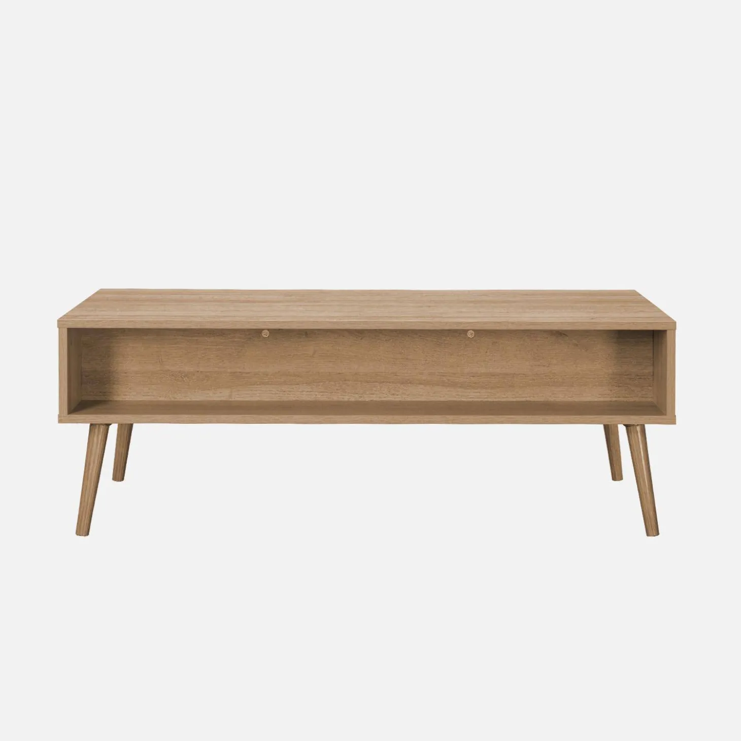Scandinavische salontafel met afgerond riet, 1 lade