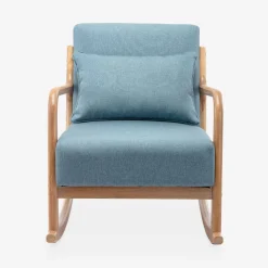 Scandinavische schommelstoel van hout en stof